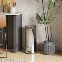 HOMCOM Cubo de Basura con Apertura a Pedal Basurero Automático Cierre Interno Extraíble con Volumen de 30 L Acero Inoxidable Ф29,2x62,9 cm Plateado(m-10)