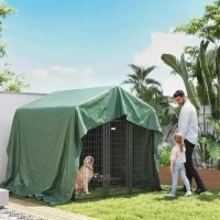 Outsunny Lona Impermeable Exterior 4x6 m Toldo PE 90 g/m² Protección UV con Ojales Reforzados para Leña Muebles de Jardín Verde(m-9)