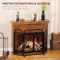 HOMCOM Paravan Antiscantei pentru Semîneu, Pliabil, Usa Magnetica, din Metal Otel, Negru, 125 x 80 cm Pliabil Magnetica(m-4)