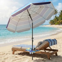 Outsunny Sombrilla de Playa con Mesa Plegable y Portavasos Ø198 cm Altura Ajustable Inclinación Bolsa de Transporte Multicolor(m-10)