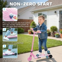 AIYAPLAY Electric Scooter for Kids Aged 4-7 Years, with Flashing LED Lights, Rear Auxiliary Wheels, Pink(m-4)
