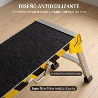 HOMCOM Banco de Trabajo Antideslizante Soporte de Herramientas Plegable de Aluminio con Asa 150 kg 110x32x50 cm Negro(m-5)