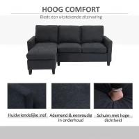 HOMCOM hoekbank, bankstel met omkeerbare chaise longue, 197 x 139 x 91 cm, donkergrijs(m-4)