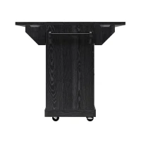 Foldable Serving Trolley with Ample Hidden Storage, Mobile Kitchen Island for Balconies or Dining Room, 142.5L x 40W x 95H cm, Black(m-14)