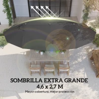 Outsunny Sombrilla Doble para Jardín 455x265x238 cm Parasol Grande con Manivela Manual Protección Solar Color Negro(m-4)