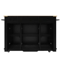 Stylish Kitchen Island with Foldable Worktop and Dining Extension, Space-Saving Dining Cart for Cosy Flats, 151.5L x 60W x 91.5H cm, Black(m-2)