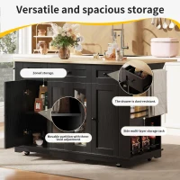 Stylish Kitchen Island with Foldable Worktop and Dining Extension, Space-Saving Dining Cart for Cosy Flats, 151.5L x 60W x 91.5H cm, Black(m-4)