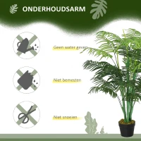 Outsunny Kunstpalm 125cm Groot kunstplant met 18 palmbladeren in pot voor woonkamer balkon(m-6)
