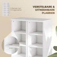 HOMCOM 204 CD-opbergrek in 2-delige set, Blu-ray torenkast met verstelbare planken, Boekenrek organizer, Wit(m-6)