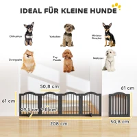 PawHut Absperrgitter Hund Freistehendes Schutzgitter mit Füßen, Klappbar Hundegitter, 4 Paneelen, 208 x 29,5 x 61 cm, Schwarz(m-3)