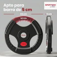 SPORTNOW Discos Pesas Olímpicos Agujero Ø50 mm 2x15 kg con Anillo Interior de Acero Triple Agarre para Mancuernas y Barras Negro(m-3)