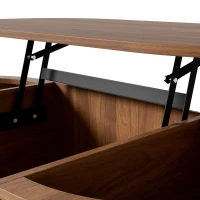 Functional Coffee Table with Height-Adjustable Tabletop, Solid Room Table with MDF Body and Pine Legs, 100L x 48W x 40H cm, Walnut(m-6)