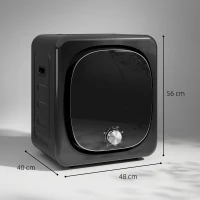 HOMCOM Secadora de Evacuación 3 kg 800W Función Antiarrugas Función Esterilizar 5 Programas Carga Frontal 48x40x56 cm Negro(m-3)