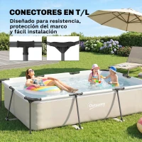 Outsunny Piscina Desmontable Tubular 316x238x66,5 cm 3700 L con Marco Metálico Parche de Reparación sin Depuradora Gris(m-6)