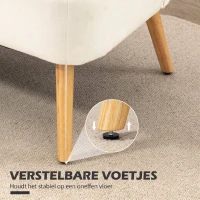 HOMCOM 2-zits bank, zachte vulling, onderhoudsarme bekleding, tot 220 kg, 117 x 56,5 x 77 cm, Crèmewit(m-7)