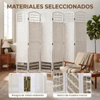 HOMCOM Biombo Separador de Ambientes de 6 Paneles Plegable de Cuerda de Papel 160x170cm Decoración para Dormitorio Blanco(m-5)