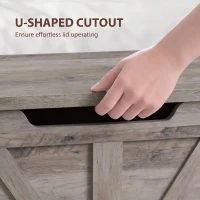 HOMCOM Coffre de rangement, banc de rangement avec couvercle rabattable et charnières de sécurité, 80 x 40 x 45 cm, gris(m-6)