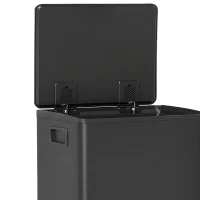 HOMCOM Lixeira cozinha 50L, lixeira com pedal, balde interior removível, tampa com fechamento suave, 41,7x36,6x62cm, preto(m-8)