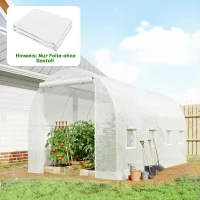 Outsunny Gewächshausfolie 4 x 2 m, wasserdicht Gartenfolie mit Tür, 8 Fenster, UV Schutz, Reißfest Polyethylen NUR Folie Weiß(m-2)