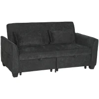 HOMCOM 2 Seater Sofa Bed, 4-in-1 L-Shaped Convertible Pull-Out Sleeper Sofa with Adjustable Backrest and Side Pockets, Black(m-15)