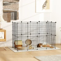 PawHut Kleintierkäfig, Außengehege, modulare Bauweise, 0,72 m² Fläche, Stahl, Schwarz(m-10)