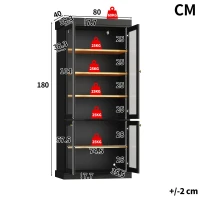 Modern Freestanding Display Cabinet with Height-Adjustable Shelves, LED Lighted Tall Showcase for Industrial Interiors, 80L x 40W x 180H cm, Black(m-3)