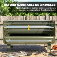 Outsunny Barbacoa de Carbón Plegable 52x37x31,8 cm con Rejilla Ajustable Estante Lateral Plegable y Bandeja Extraíble Verde(m-5)