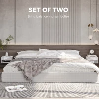 HOMCOM Set of Two Floating Bedside Tables - High Gloss White(m-4)