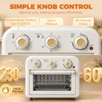 HOMCOM Horno Freidora de Aire 12 L con 3 Mandos Convección 360° Temperatura hasta 230 °C Temporizador 60 Min Bandeja y Cesta(m-6)