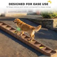 PawHut Dog Car Ramp with Anti-Slip Steps, 10-Steps Pet Stairs for Pets to Access Cars and High Beds, Brown(m-4)