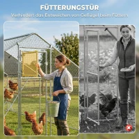 PawHut Hühnerstall, Freilaufgehege für Hühner, mit UV-beständiger Plane, Stahlgitter, Futterautomat, für 12-18 Hühner(m-6)