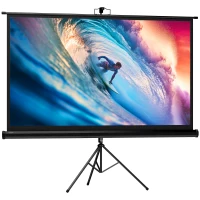 HOMCOM Pantalla de Proyección con Soporte Portátil 84 Pulgadas Formato 16:9 con Altura Ajustable 186x105 cm Negro(m-1)