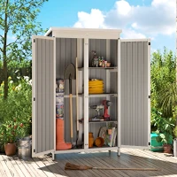Outsunny Outdoor Storage Cabinet with Removable Shelves, Garden Tool Shed with Asphalt Roof, White and Black(m-9)
