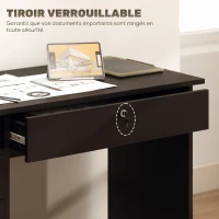 HOMCOM Bureau moderne avec 5 tiroirs, grand plateau, 1 compartiment ouvert, tiroir verrouillable, 110 x 50 x 76cm, noir(m-5)