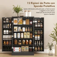 HOMCOM Armadio da Cucina con 5 Ripiani Centrali e 2 Ripiani Laterali a 6 Livelli, in MDF, 60x30x104 cm, Nero(m-5)