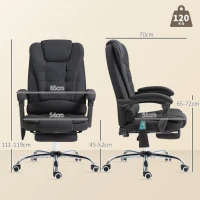 Vinsetto Bureaustoel met Massage- en Verwarmingsfunctie, Ergonomisch, Hoogteverstelbaar, Zwart(m-3)