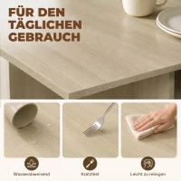 HOMCOM Klappbarer Esstisch für 2-4 Personen, Rollbarer Tisch mit offenem Fach und Schublade, ideal für kleine Räume, Natur(m-7)