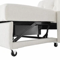Convertible Sofa Bed with Adjustable Backrest, Functional Sleeper with USB & Type-C Charging and Cup Holders, 135L x 173W x 58H cm, Off White(m-9)