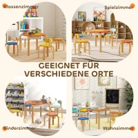 AIYAPLAY 5-teiliges Kindertisch- und Stuhl-Set, mit Aufbewahrungstasche, Blumenform, für Spielzimmer, Kinderzimmer, Holz, Bunt(m-8)