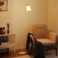 HOMCOM Lámpara de Pie LED Regulable con 3 Temperaturas de Color 3000K-6500K Pantalla Giratoria Bombilla E27 Blanco(m-10)