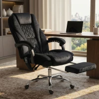 Vinsetto Ergonomischer Bürostuhl mit Massagefunktion, Fußstütze, drehbar, rollbar, Schwarz(m-9)