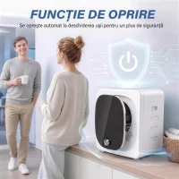 HOMCOM Mini Uscător de Rufe Portabil 2.5 kg, 5 Programe, 800W, Încărcare Frontală, Tambur Inox, pentru Acasă, Alb(m-7)