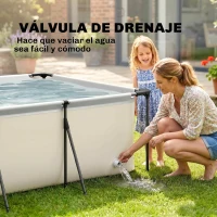 Outsunny Piscina Desmontable Tubular 394,5x208,3x80,5 cm 6075 L con Marco Metálico Parche de Reparación sin Depuradora Gris(m-7)