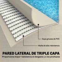 Outsunny Piscina Desmontable Tubular 316x238x66,5 cm 3700 L con Marco Metálico Parche de Reparación sin Depuradora Gris(m-5)