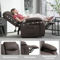 HOMCOM Sillón Relax Levanta Personas Sillón Elevador con Control Remoto Reclinación 160° Reposapiés 76x90x105cm Marrón(m-6)