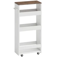 HOMCOM Carrito de Cocina Estrecho de 3 Niveles con Ruedas para Espacios Reducidos Comedor o Salón Blanco(m-1)