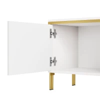 Spacious TV Stand with 4-Door Storage, Functional TV Cabinet for Modern and Italian Minimalist Living Rooms, 170L x 38W x 50H cm, White(m-8)