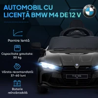 AIYAPLAY Mașină Electrică pentru Copii cu Licență BMW M4 cu Telecomandă, Claxon și Faruri, 108x69,5x51 cm, Neagră(m-4)