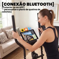 SPORTNOW Bicicleta Elíptica Silenciona com Bluetooth Compatível com App Resistência Ajustável em 8 Níveis e Ecrã LCD 100x52x153 cm Preto e Amarelo(m-4)