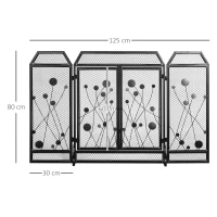 HOMCOM Paravan Antiscantei pentru Semîneu, Pliabil, Usa Magnetica, din Metal Otel, Negru, 125 x 80 cm Pliabil Magnetica(m-3)